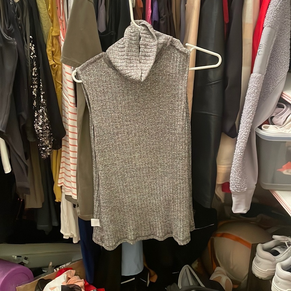 Turtleneck tank business casual knit grey open back new with tags